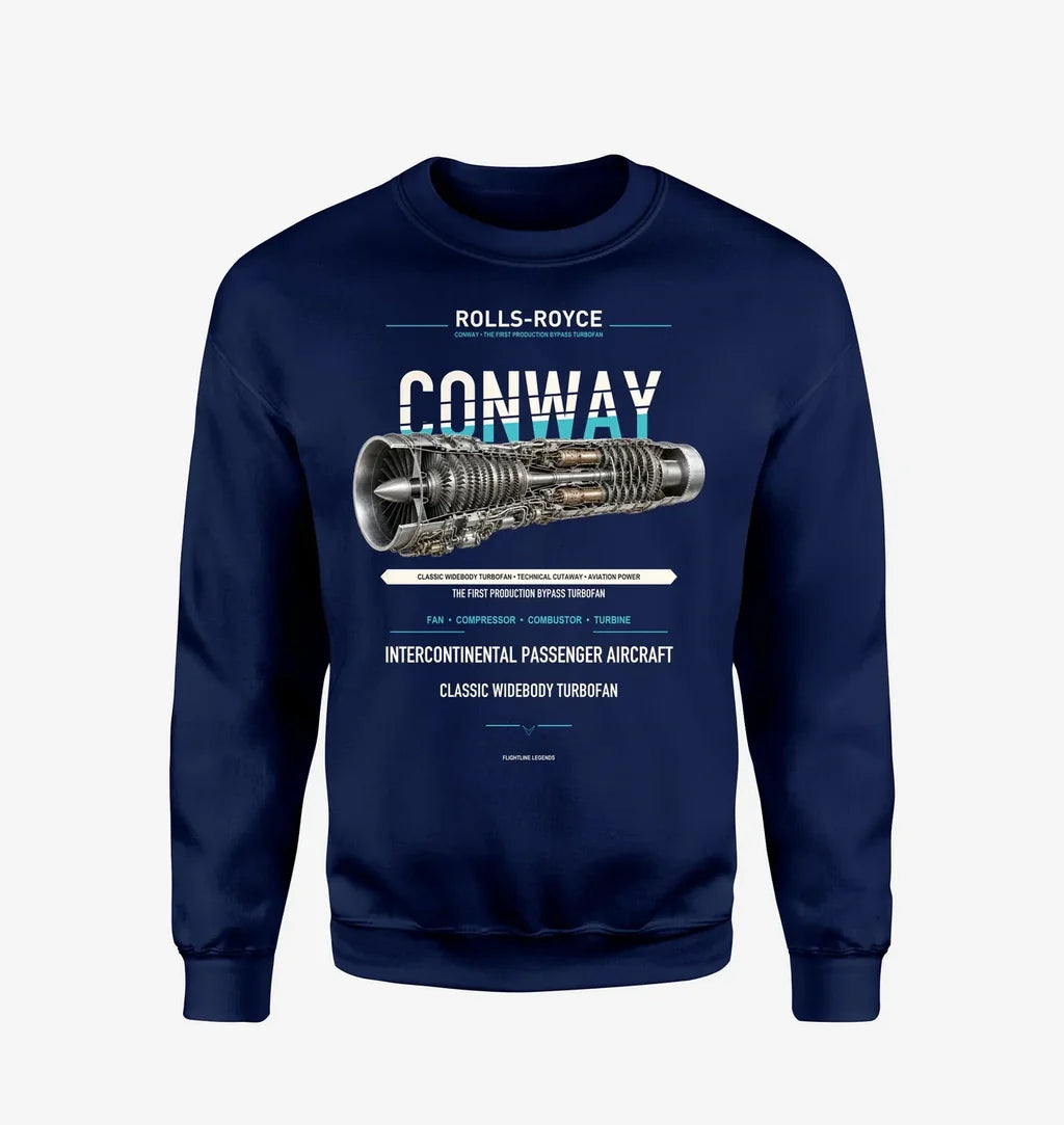 CONWAY design on navy blue sweatshirt