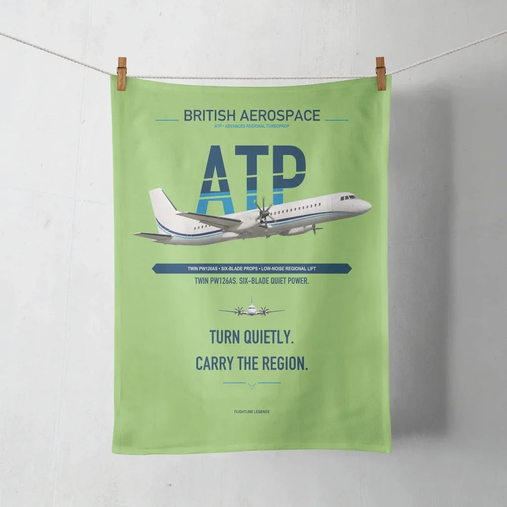 British Aerospace ATP design on light green towel