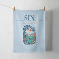 Thumbnail for Singapore Changi International Airport (SIN) design on light blue towel