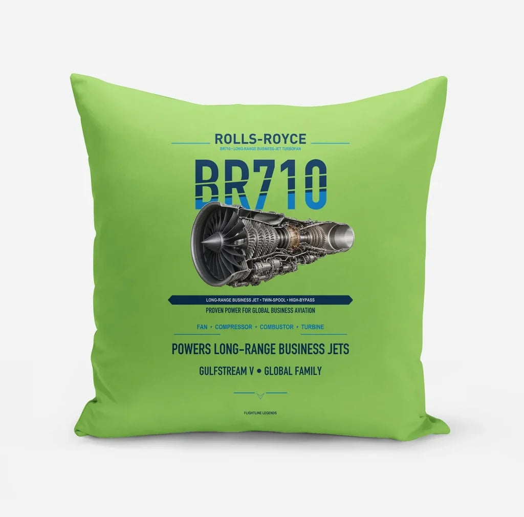 BR710 design on light green pillow