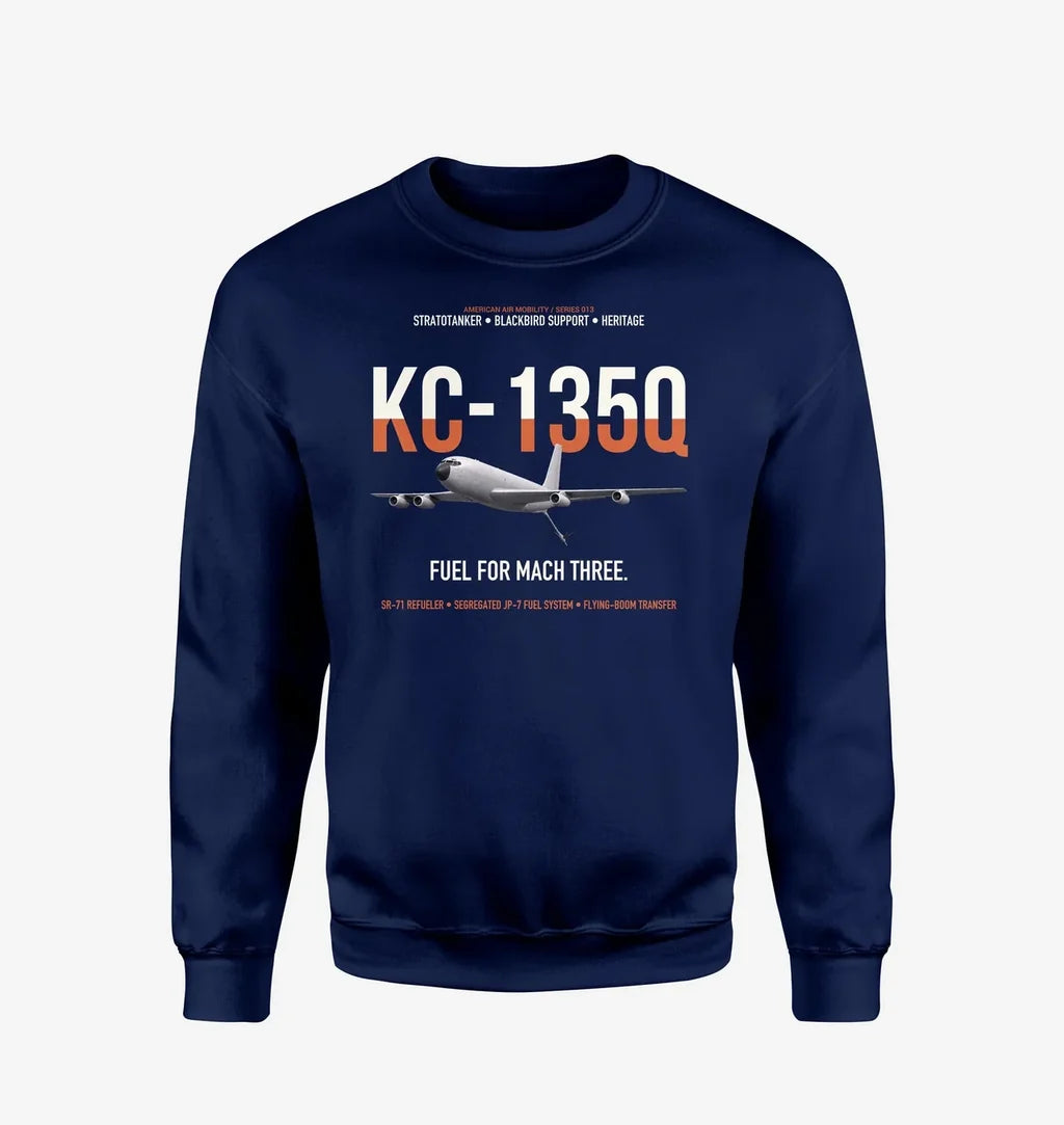 KC-135Q Blackbird Tanker design on navy blue sweatshirt