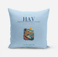Thumbnail for Havana José Martí International Airport (HAV) design on light blue pillow
