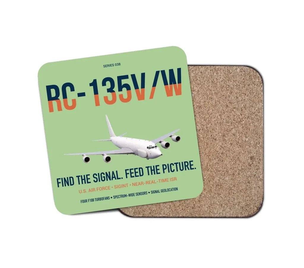 RC-135V W Rivet Joint design on light green 1 piece coaster