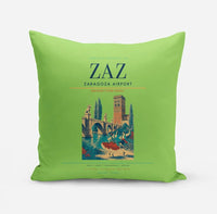 Thumbnail for Zaragoza Airport (ZAZ) design on light green pillow