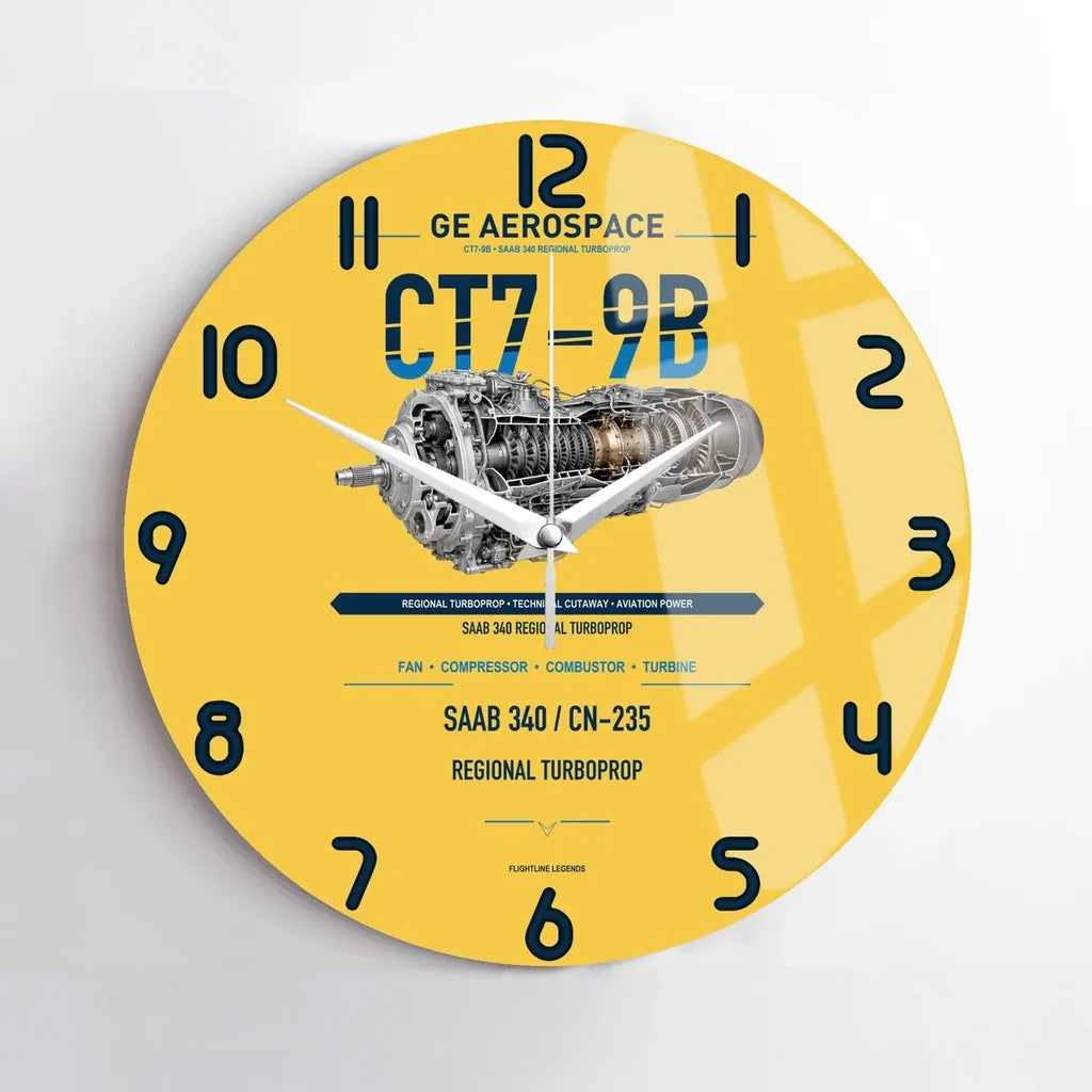 CT7-9B design on yellow no frame wall clock