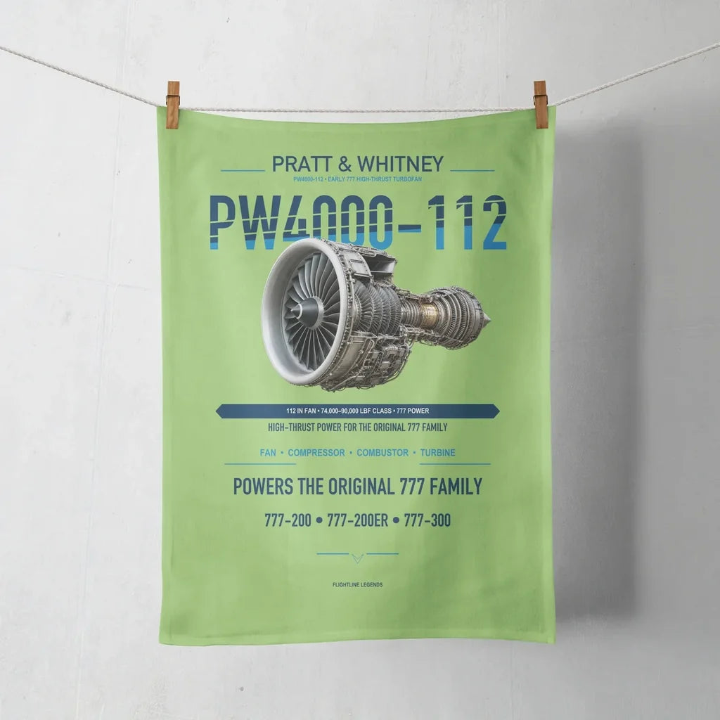 PW4000-112 design on light green towel