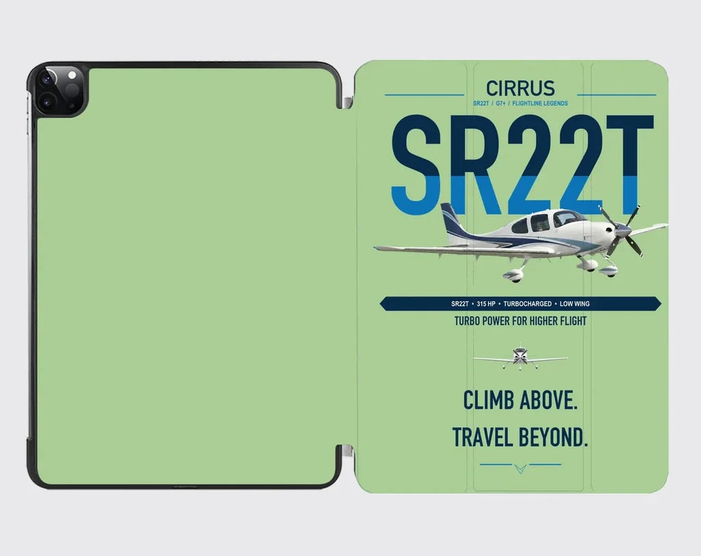 Cirrus SR22T design on light green ipad tablet case