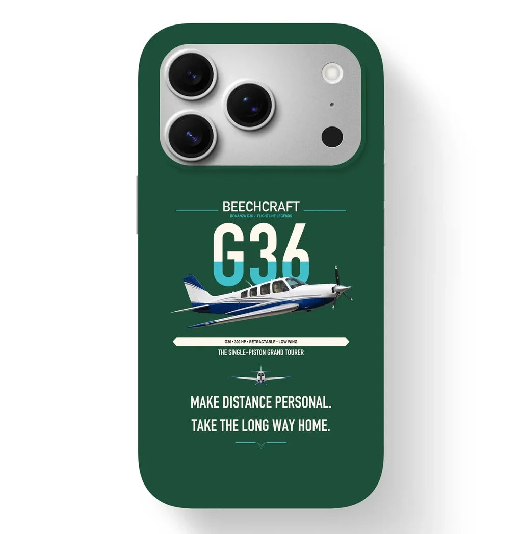 Beechcraft Bonanza G36 design on dark green magsafe iphone case, for iPhone 17 Pro