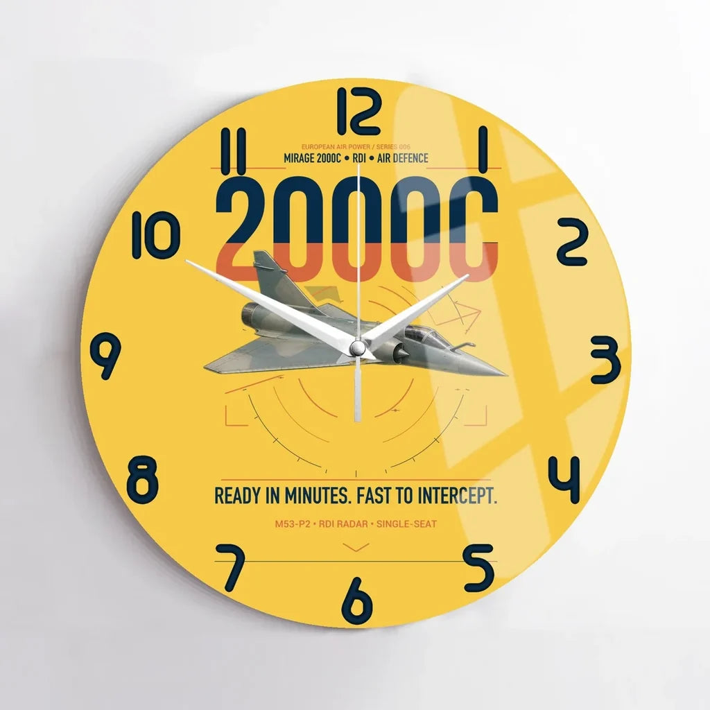 Dassault Mirage 2000C RDI design on yellow no frame wall clock