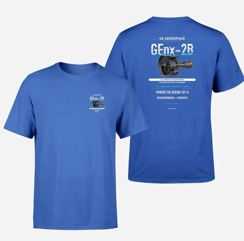 GEnx-2B design on blue t shirt