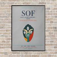 Thumbnail for Vasil Levski Airport Sofia SOF vertical canvas print - framed - light gray background