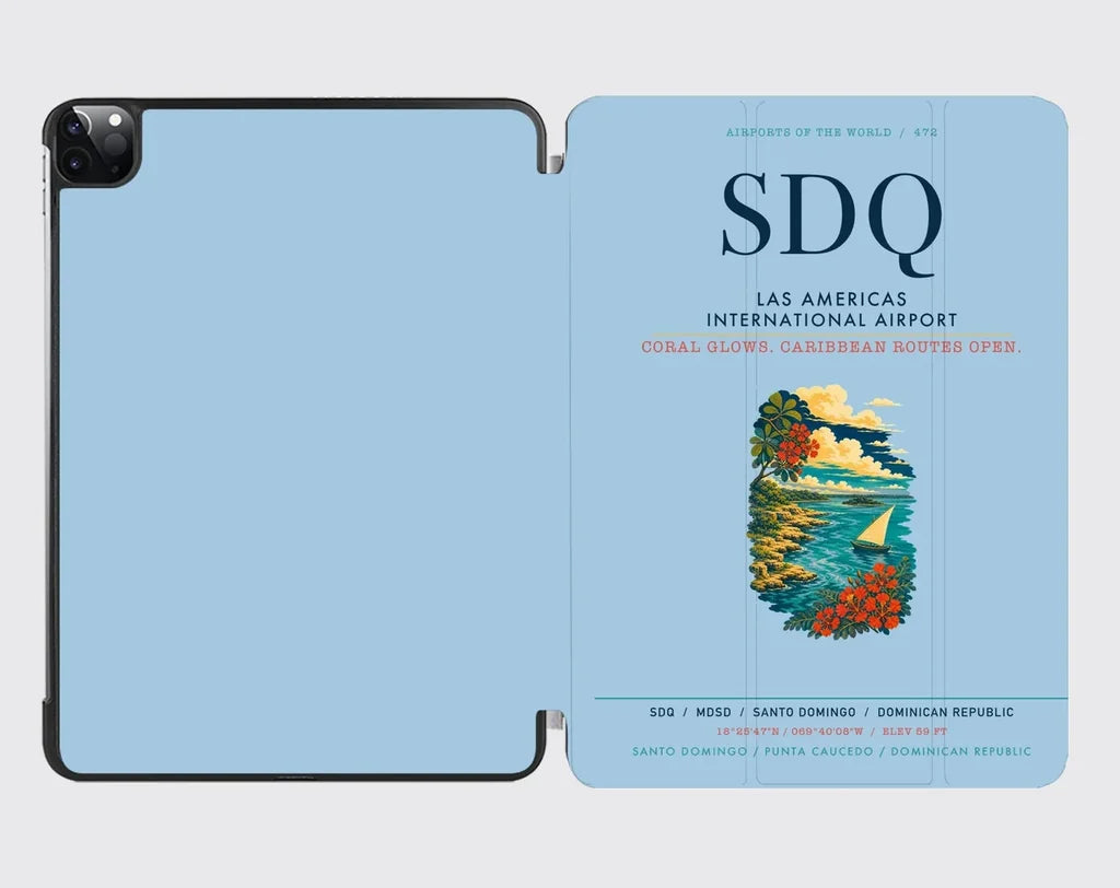 Las Americas International Airport (SDQ) design on light blue ipad tablet case