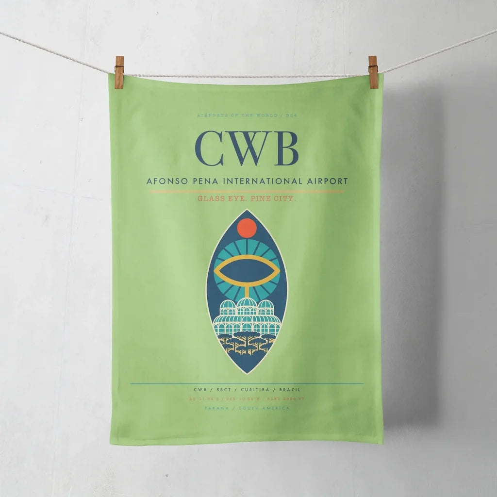 Afonso Pena International Airport (CWB) design on light green towel