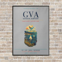 Thumbnail for Geneva Airport GVA vertical canvas print - framed - light gray background