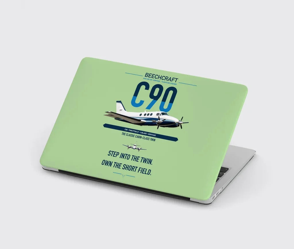 Beechcraft King Air C90 design on light green MacBook case