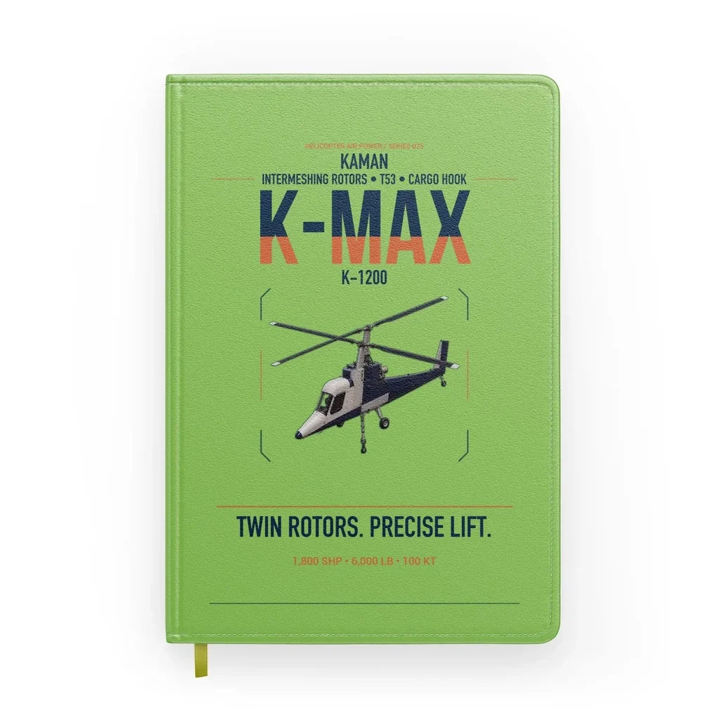 Kaman K-1200 K-MAX design on light green notebook
