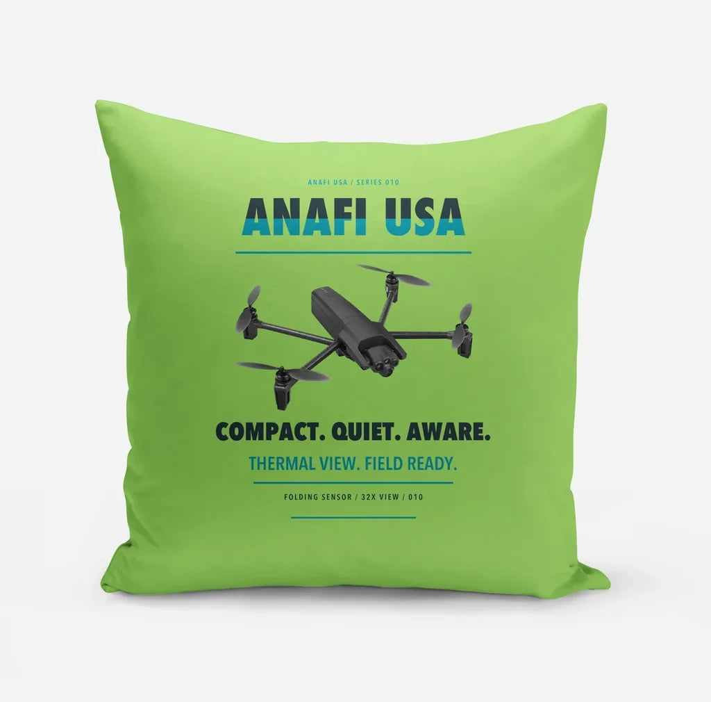 Parrot ANAFI USA design on light green pillow