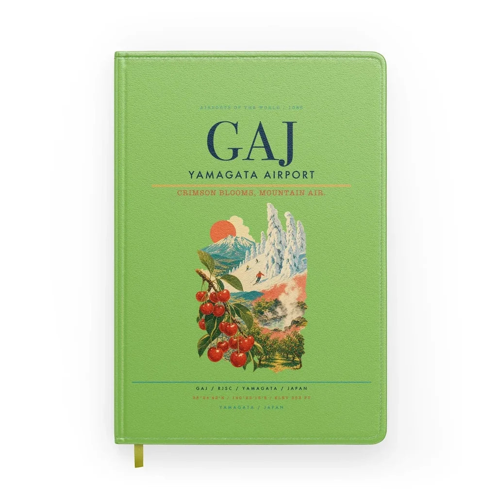 Yamagata Airport (GAJ) design on light green notebook