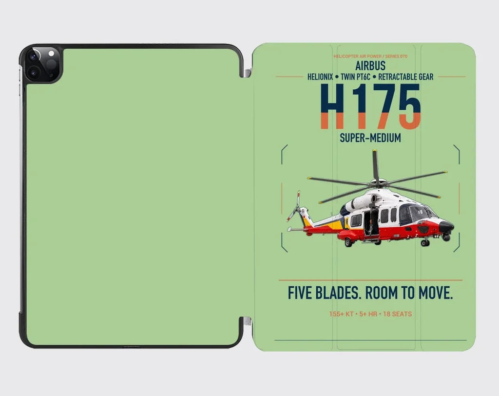 Airbus H175 design on light green ipad tablet case