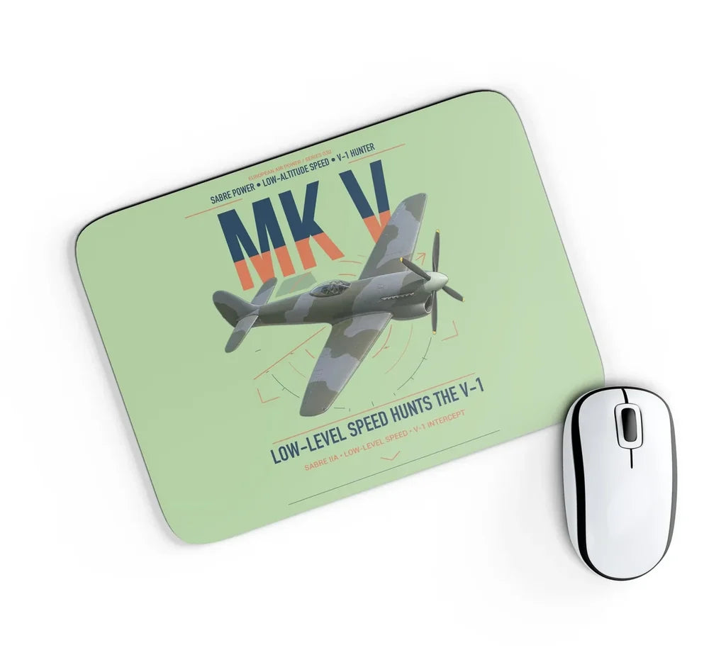 Hawker Tempest Mk V design on light green rectangle mouse pad