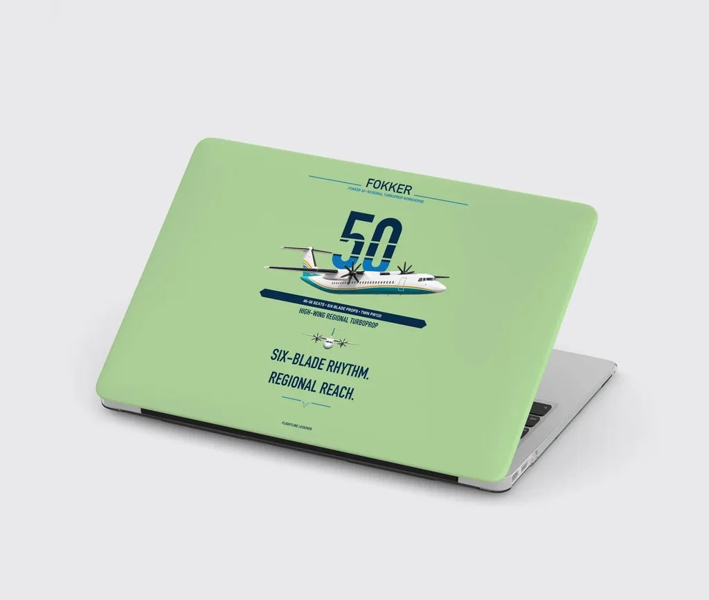 Fokker 50 design on light green MacBook case