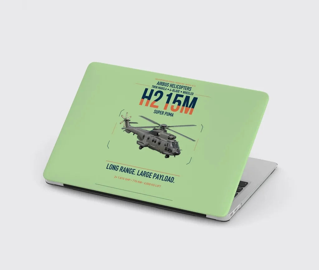 Airbus H215M design on light green MacBook case