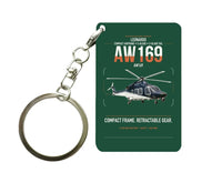 Thumbnail for Leonardo AW169 design on dark green designed key chain, double-side print