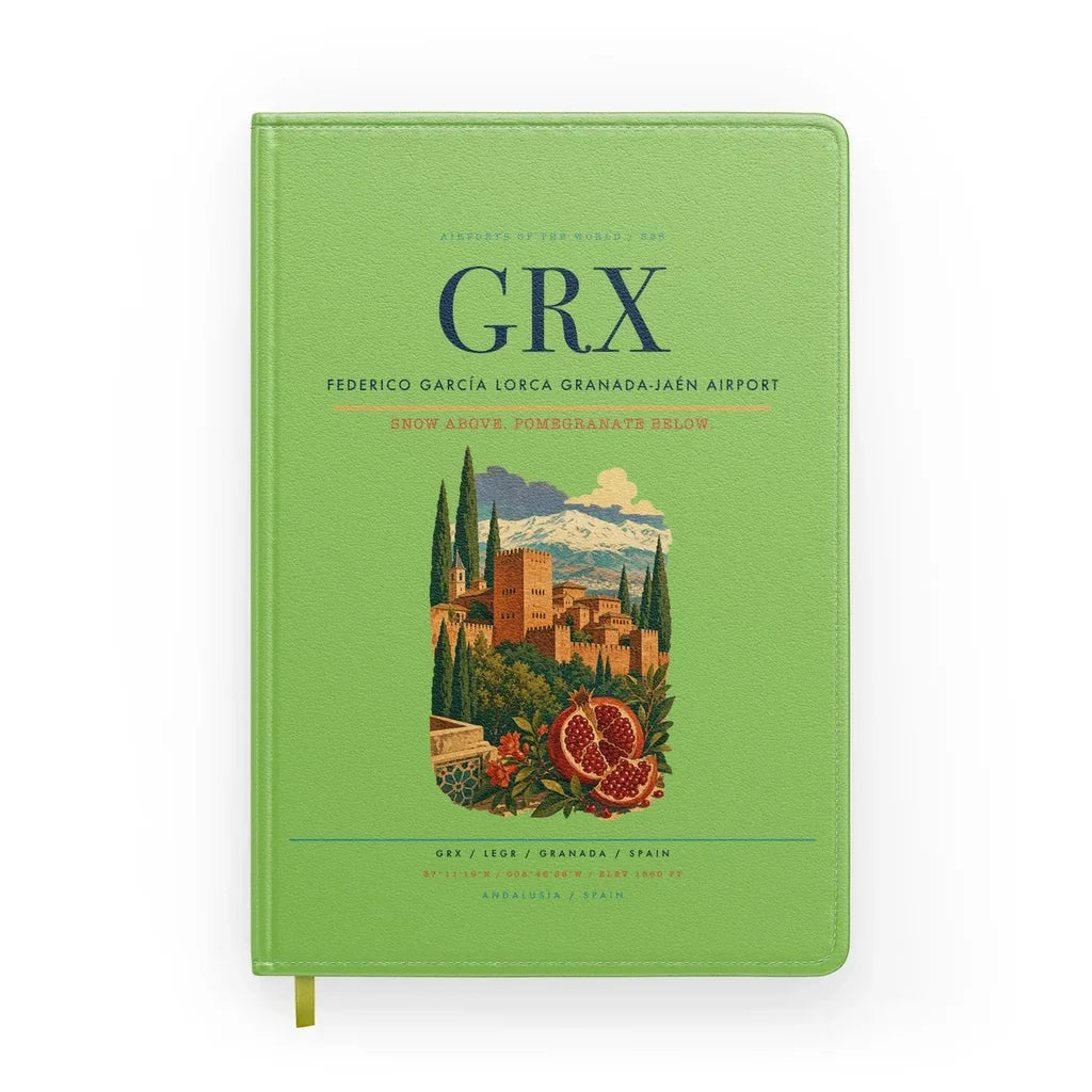 Federico García Lorca Granada-Jaén Airport (GRX) design on light green notebook