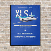 Thumbnail for Cessna Citation XLSPlus vertical canvas print - framed - blue background