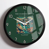 Thumbnail for VINTAGE G4059 - The Harbor Circle - Designed Wall Clocks design on darkgreen framed