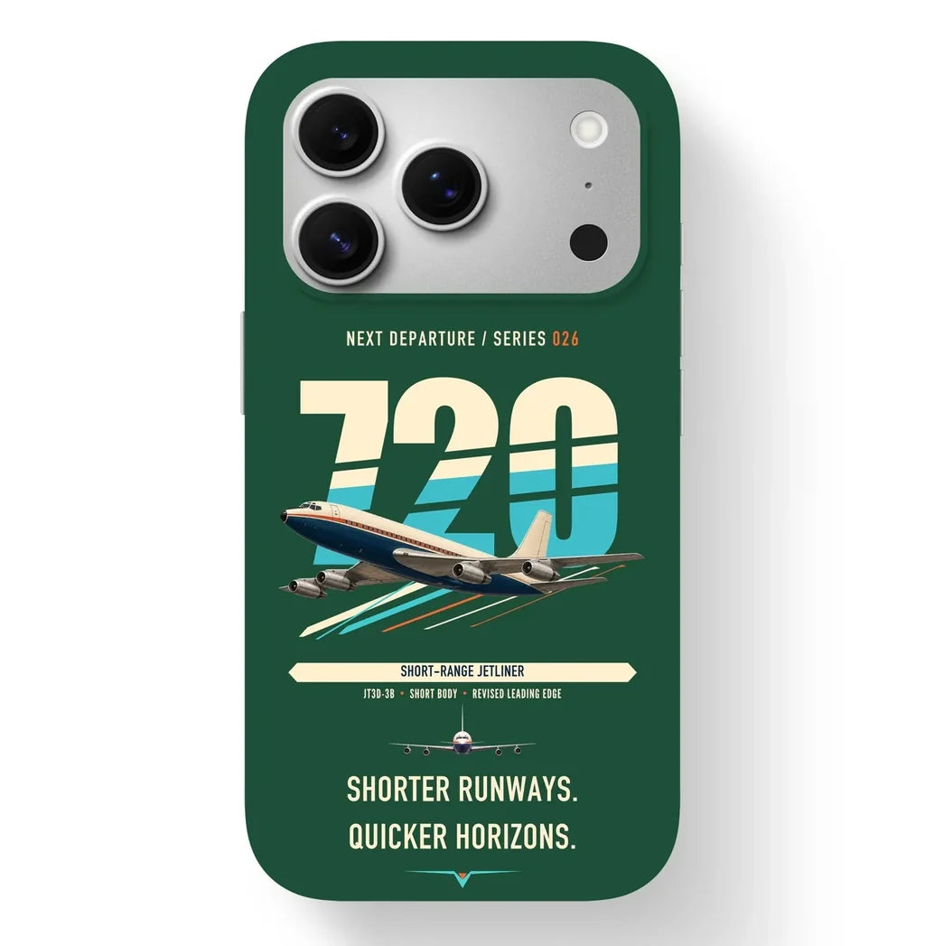 Boeing 720B design on dark green magsafe iphone case