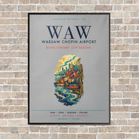 Thumbnail for Warsaw Chopin Airport WAW vertical canvas print - framed - light gray background