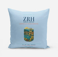 Thumbnail for Zurich Airport (ZRH) design on light blue pillow