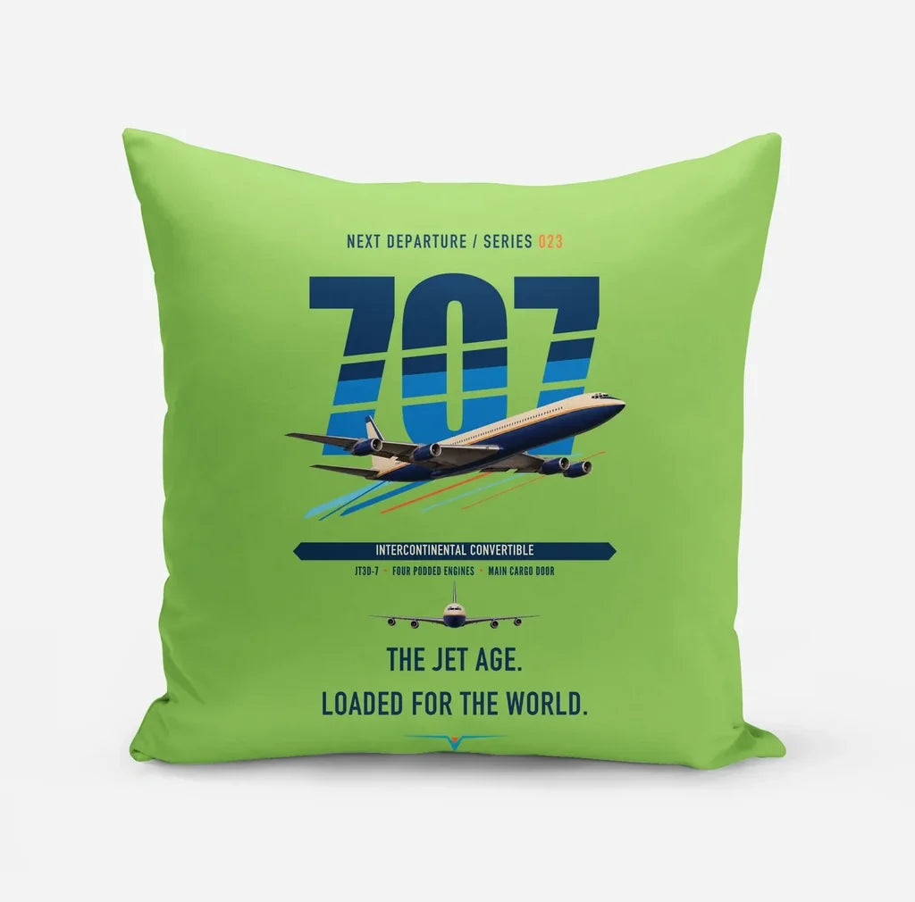 Boeing 707-320C design on light green pillow