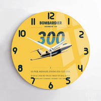 Thumbnail for Bombardier Challenger 300 design on yellow no frame wall clock