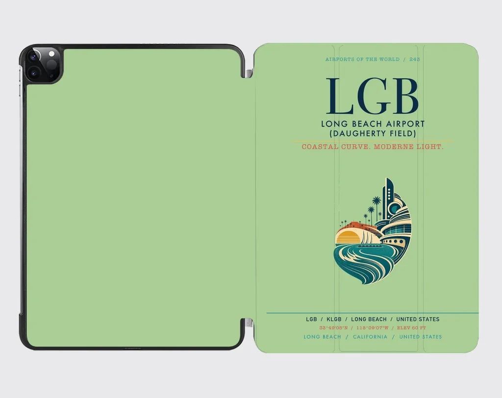 Long Beach Airport (Daugherty Field) (LGB) design on light green ipad tablet case