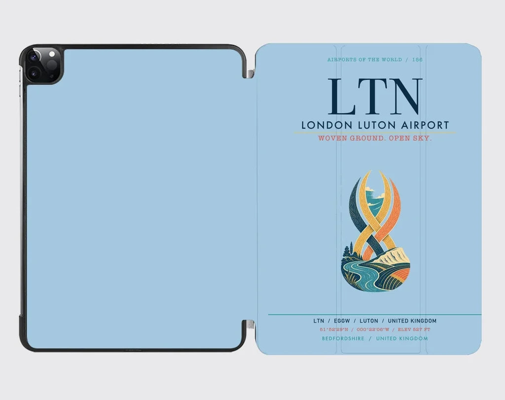 London Luton Airport (LTN) design on light blue ipad tablet case