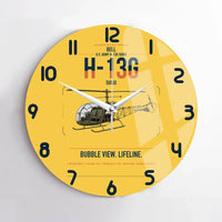 Thumbnail for Bell H-13G Sioux design on yellow no frame wall clock