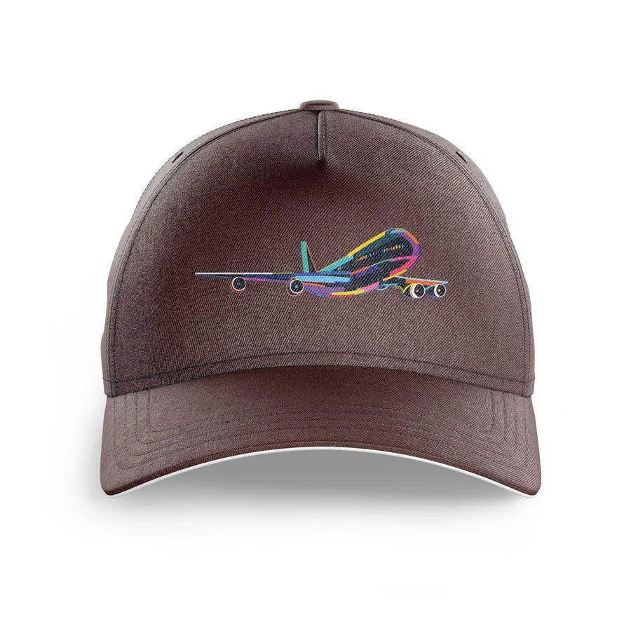Multicolor Airplane printed hat - brown