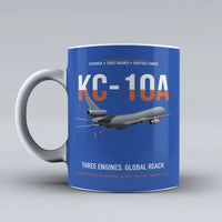 Thumbnail for KC-10A EXTENDER design on blue ceramic mug, double-side print