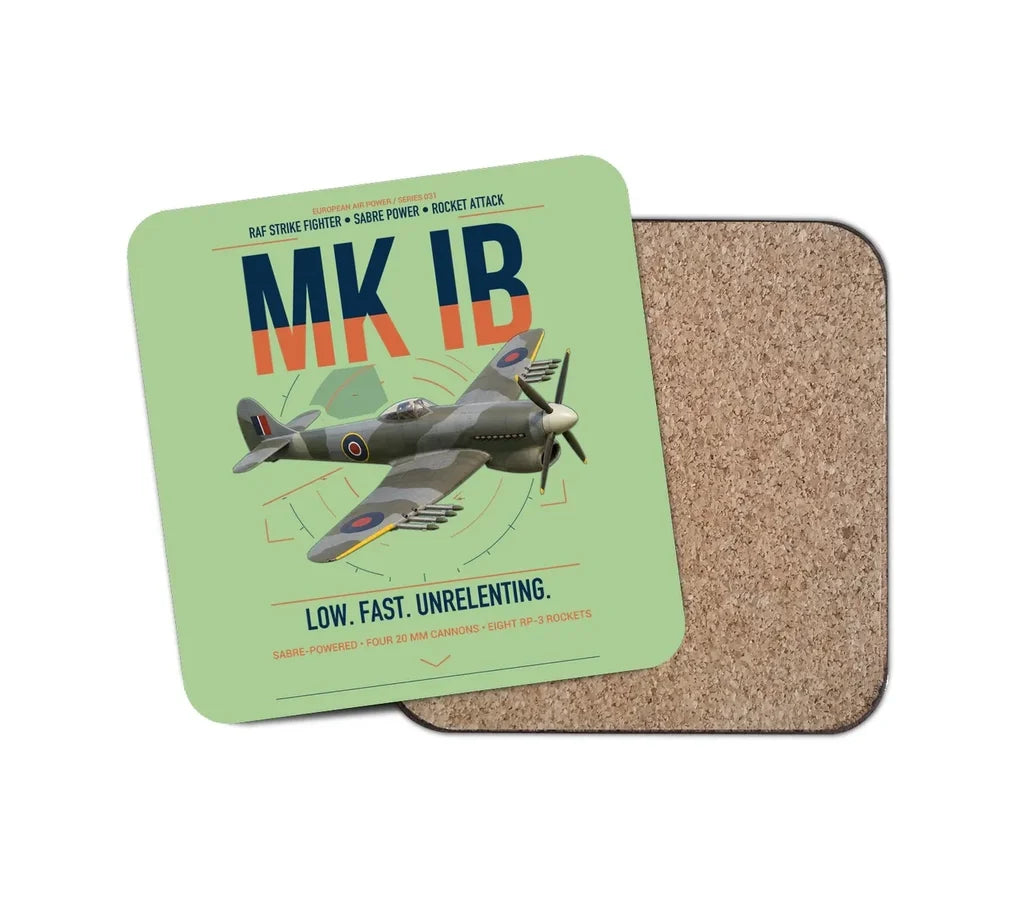 Hawker Typhoon Mk IB design on light green 1 piece coaster