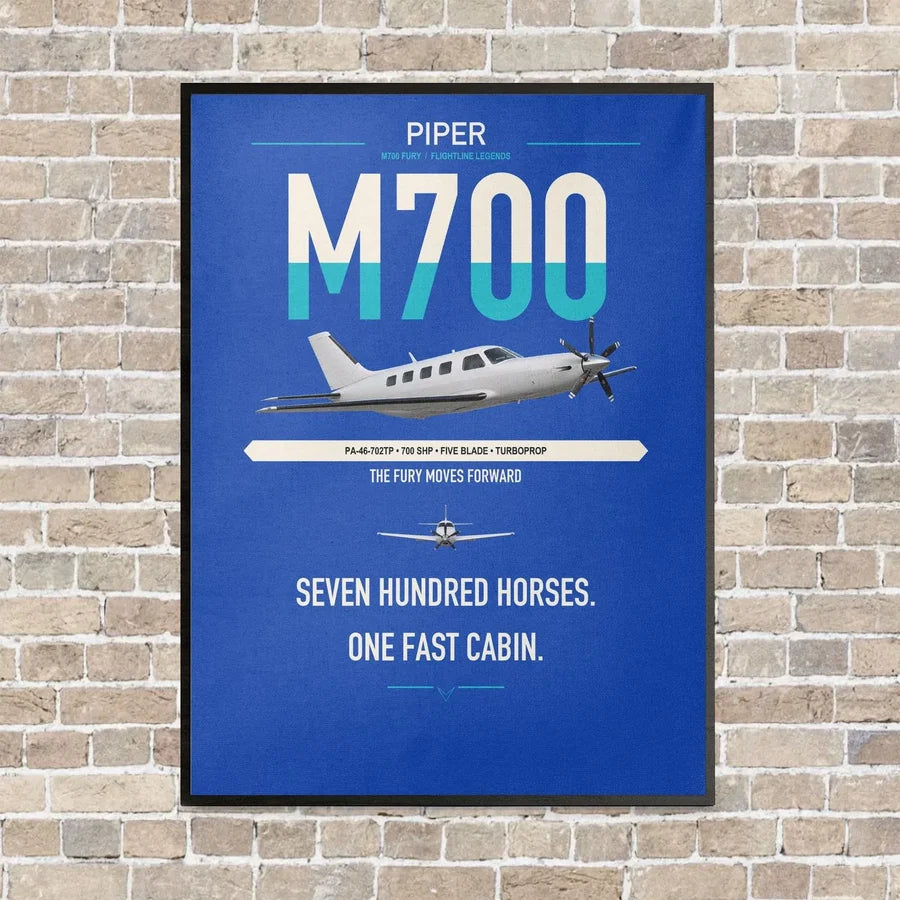 Piper M700 Fury vertical canvas print - framed - blue background