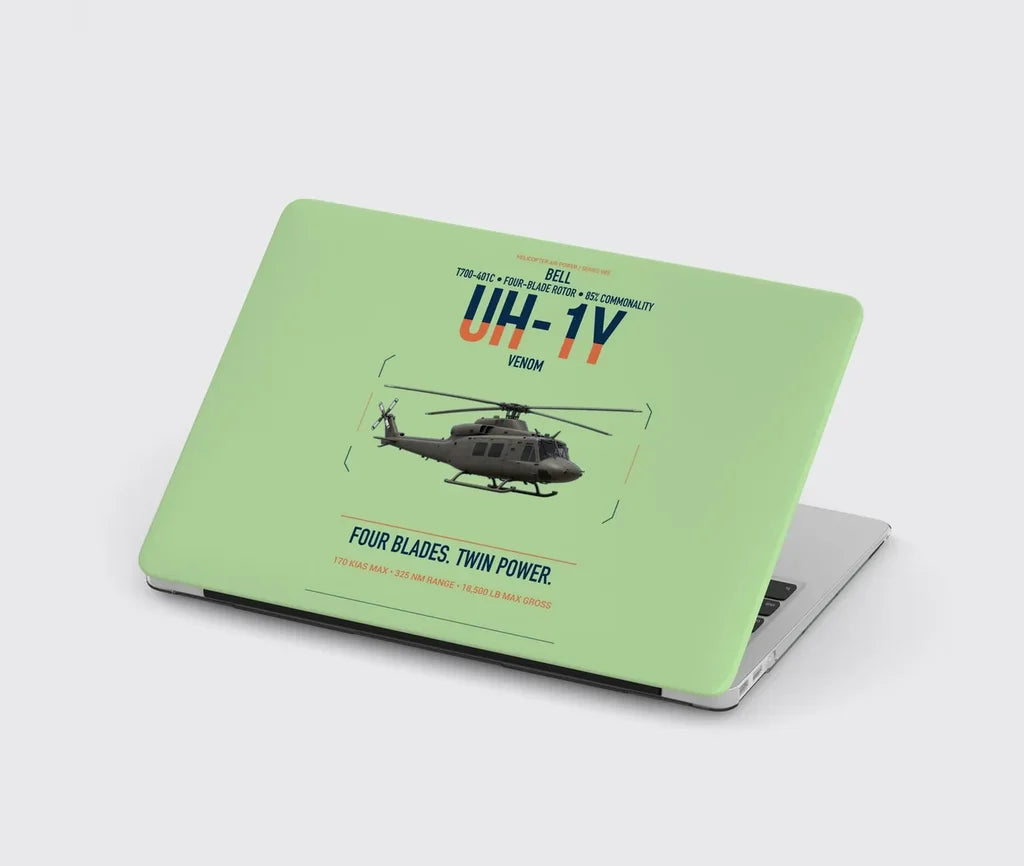 Bell UH-1Y Venom design on light green MacBook case