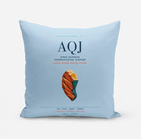 Thumbnail for King Hussein International Airport (AQJ) design on light blue pillow