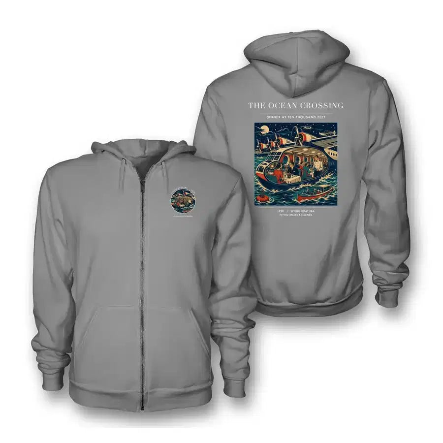 VINTAGE G4058 - The Ocean Crossing - Premium Zipped Hoodie design on gray