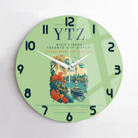 Thumbnail for Billy Bishop Toronto City Airport (YTZ) design on light green no frame wall clock