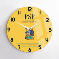 Thumbnail for Palm Springs International Airport (PSP) design on yellow no frame wall clock