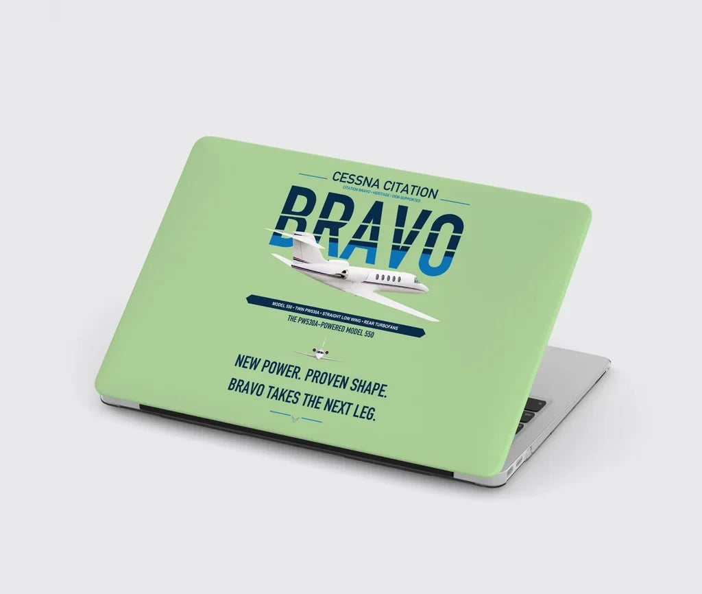 Cessna Citation Bravo design on light green MacBook case