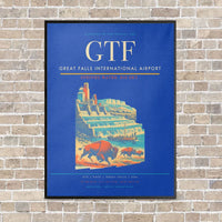 Thumbnail for Great Falls International Airport GTF vertical canvas print - framed - blue background