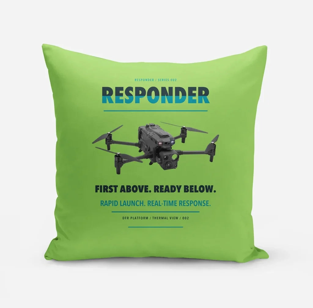 BRINC Responder design on light green pillow